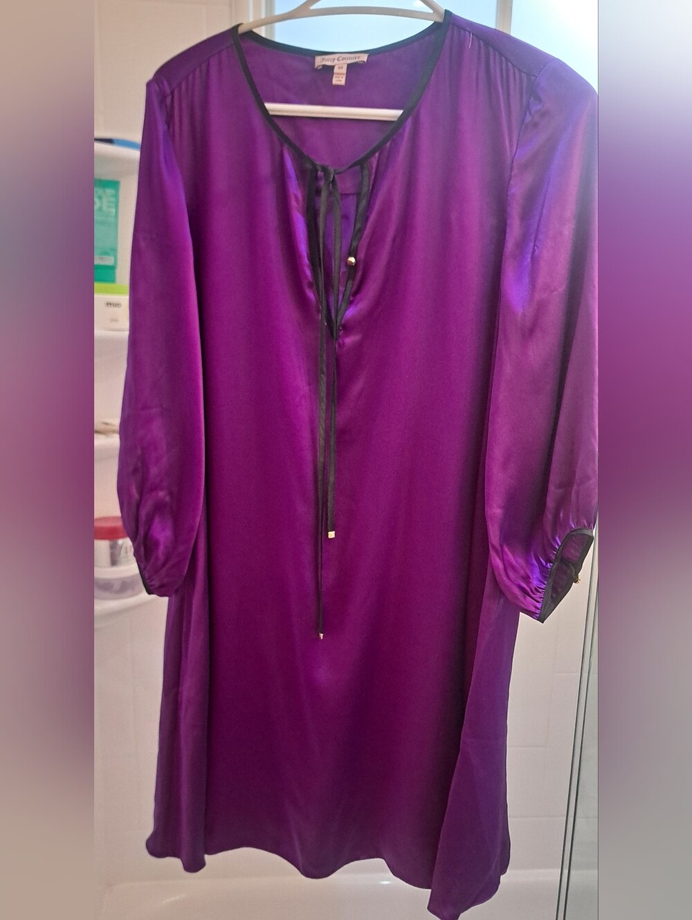Juicy Couture Purple Satin Chemise with Black Trim